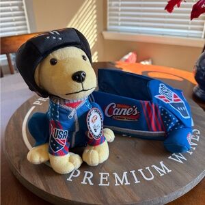 Raising Cane’s 2026 Limited Edition Plush Puppy Dog USA Olympics Bobsled SEALED